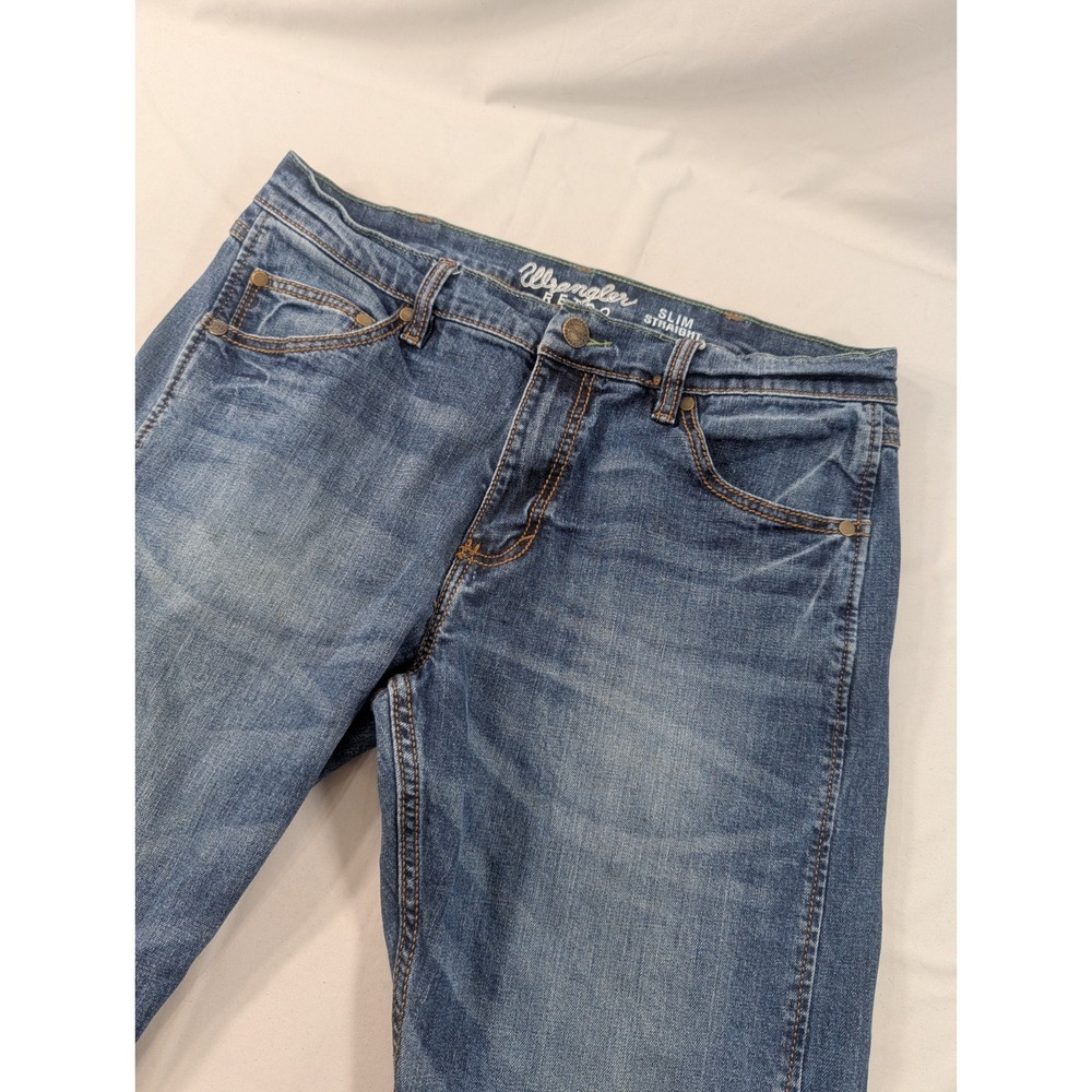 Wrangler Jeans Mens 34x30 Retro Slim Straight Blue Cotton Stretch Cowboy Rancher